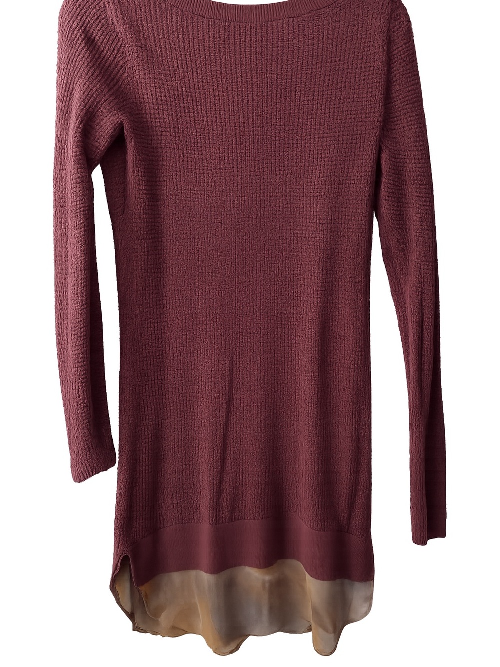 Long-Sleeve Scoop Neck Tunic Sweater in brown